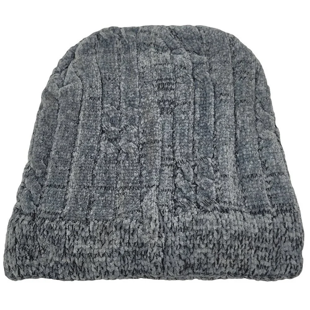 Women's Winter Thermal Fleece Knit Lined Beanie Hat, Gray